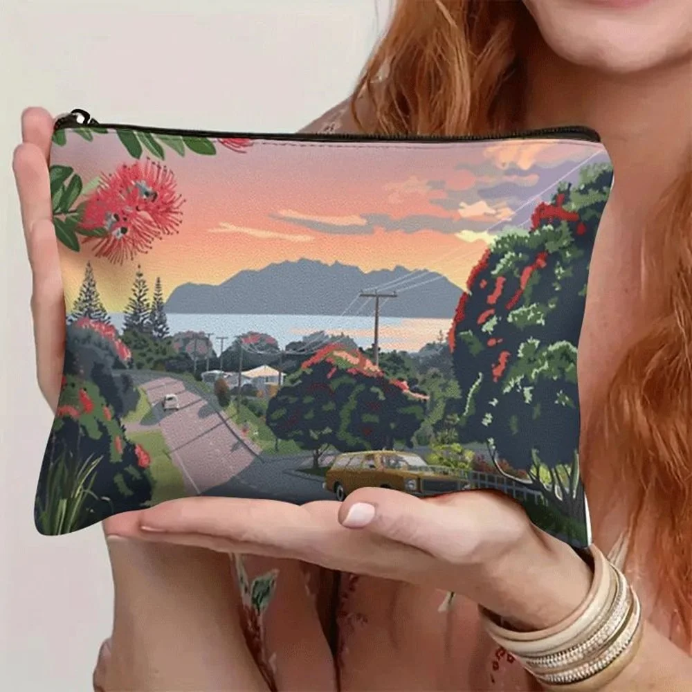 1 Piece Great Barrier Island to Leigh Road Cosmetic Bag - Women's Multifunctional Zipper Pouch, Perfect Travel Zipper Organizer, Fun Birthday Gift