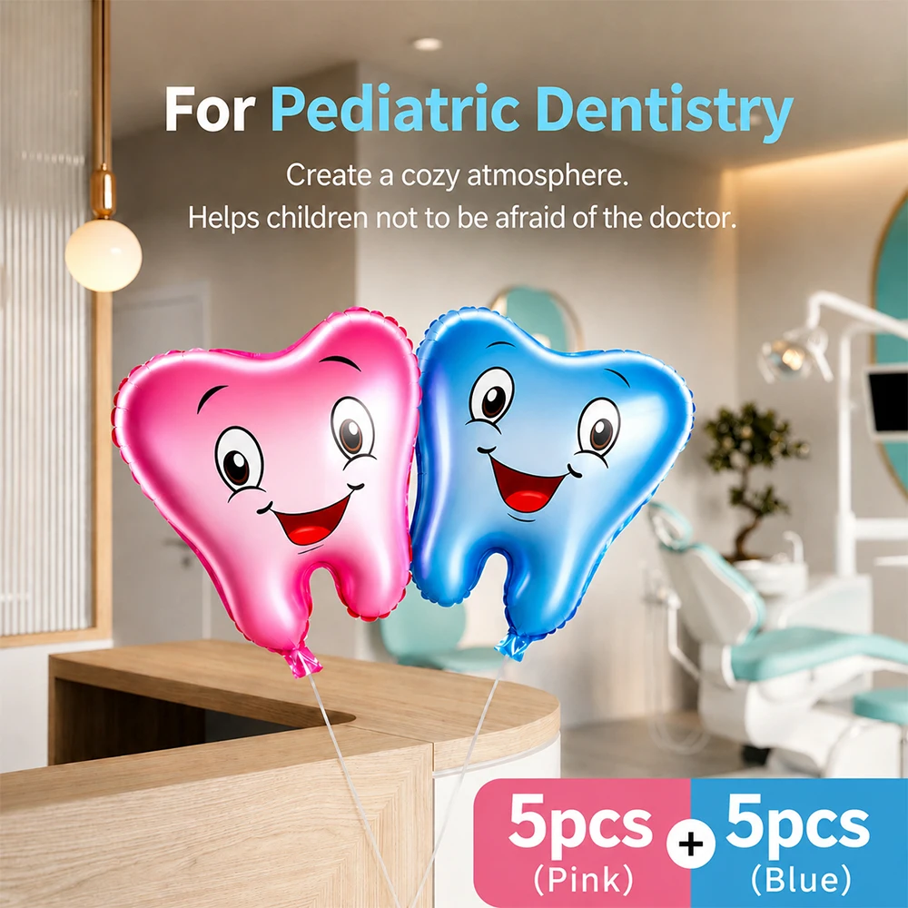 

10pcs Dental Dentist Office Clinic Decoration Ornaments Smile Tooth Shape Foil Balloons Dentist Gifts for Kids Dental Products