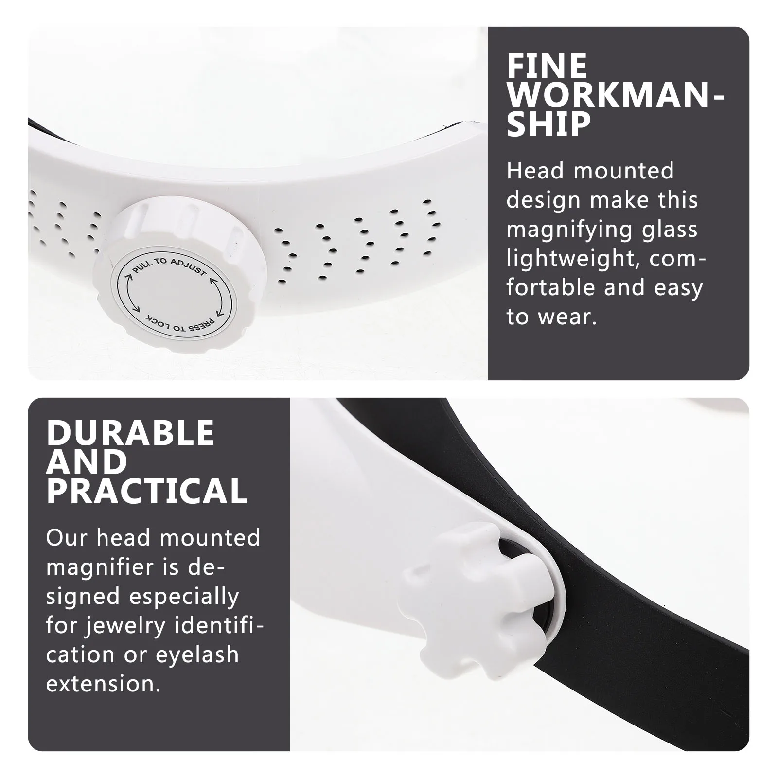 

Head Mounted Magnifier LED Light Glass Plastic Loupe for Jewelry Eyelash with Adjustable Lighting Practical Durable