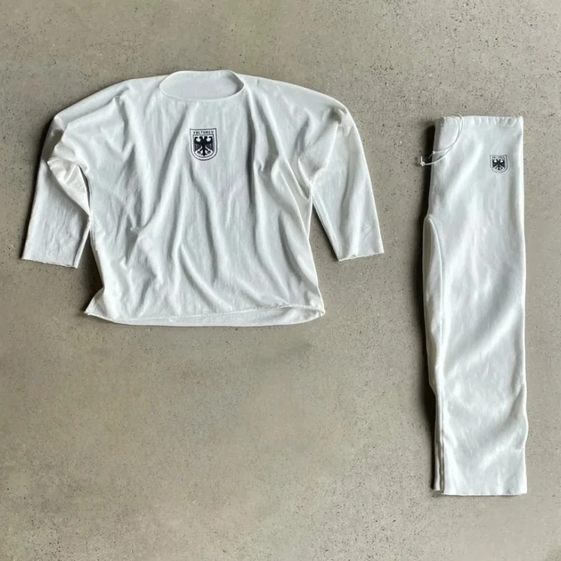 

Футболка Kanye, комплект брюк, футболка с длинными рукавами и принтом Vulture, тонкие флисовые спортивные штаны, свободные мужские и женские повседневные брюки