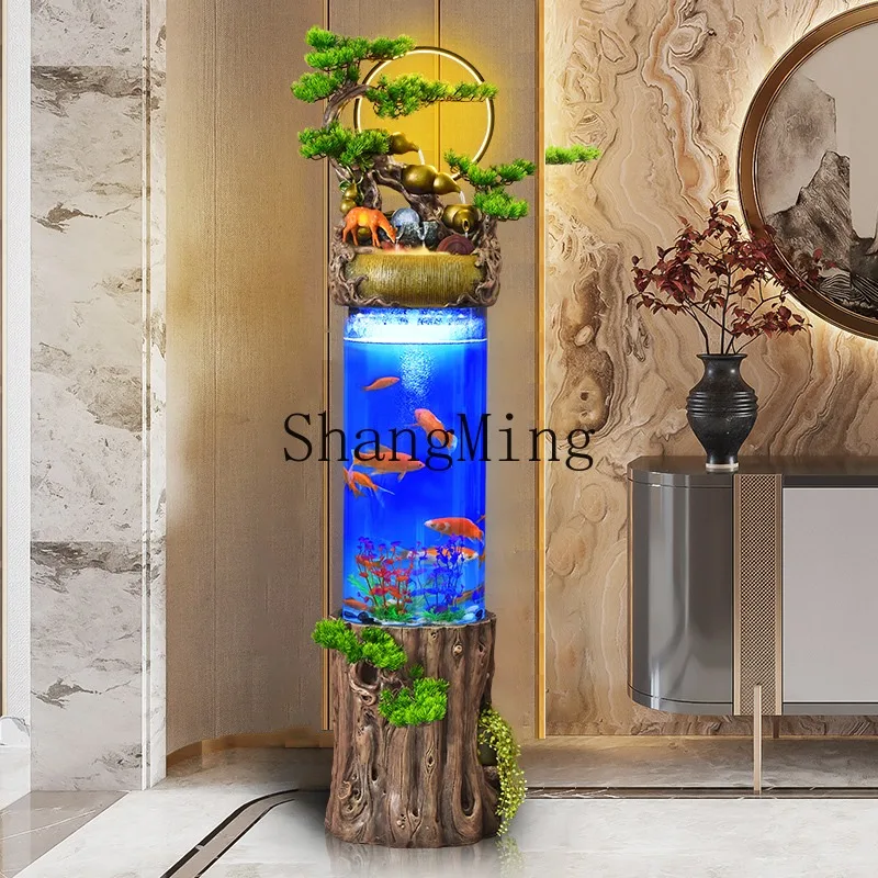 

CL living room floor cylindrical goldfish tank water feature fountain humidifier