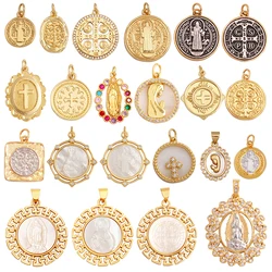 Retro Style Religious Jesus Holy Virgin Mary Charms Pendant,Latest 18K Gold Plated Micro Zircon Jewelry Necklace Supplies K35