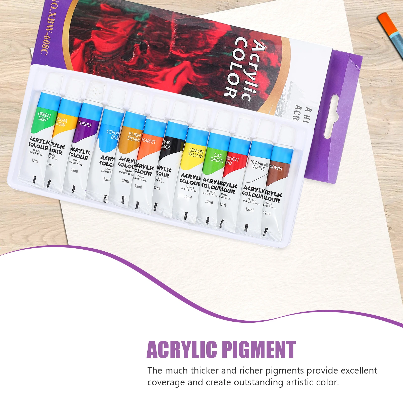 1 مجموعة الملونة الاكريليك مجموعة الطلاء 12 ألوان سميكة الغنية الصباغ لطلاء خربش DIY الكتابة على الجدران الفن الحرفية الكبار المبتدئين