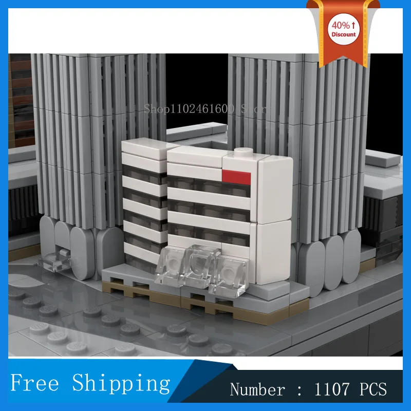 MOC City Street View Architecture World Trade Center (1987-2001) Model Block Assembly Building Collection Toy Gifts