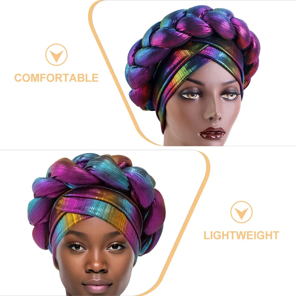 

African Wrap Braided Hat Soft Lightweight Wrapping Design Retro Turban Hat African Headwear Elastic Turban Cap Fashion Double