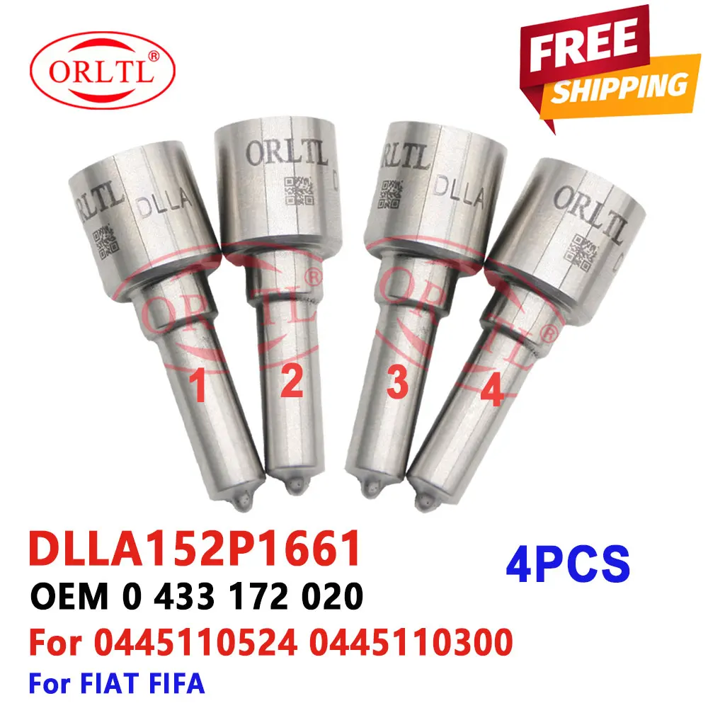 0445110524 0445110300 Diesel Fuel Injector Nozzle DLLA152P1661 0433172020 Injection Tip DLLA 152 P 1661 for FIAT FIFA 4PCS