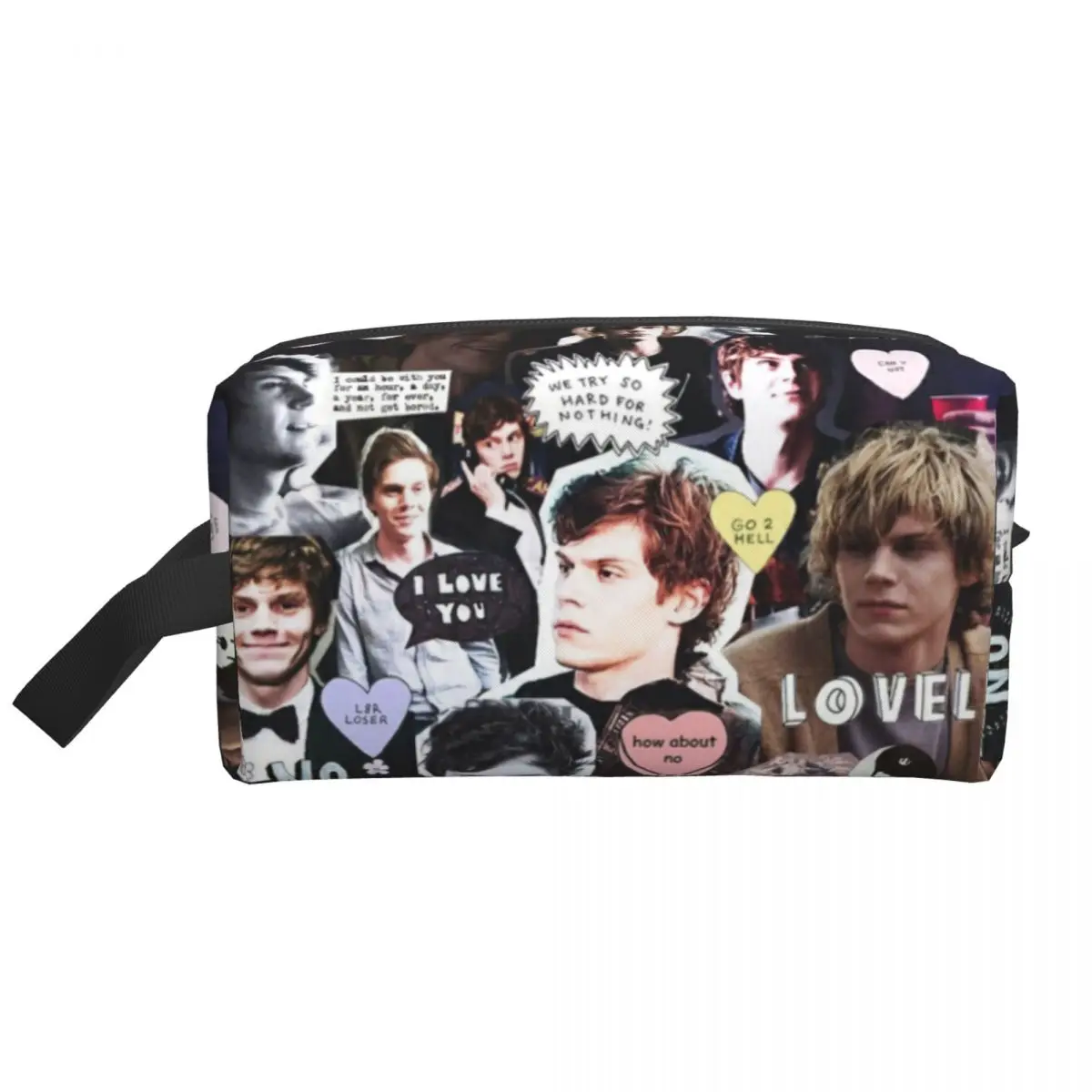 Actor Star Movie Evan Peters Cosmetic Bag Women Cute Large Capacity Makeup Case Beauty Storage Toiletry Bags