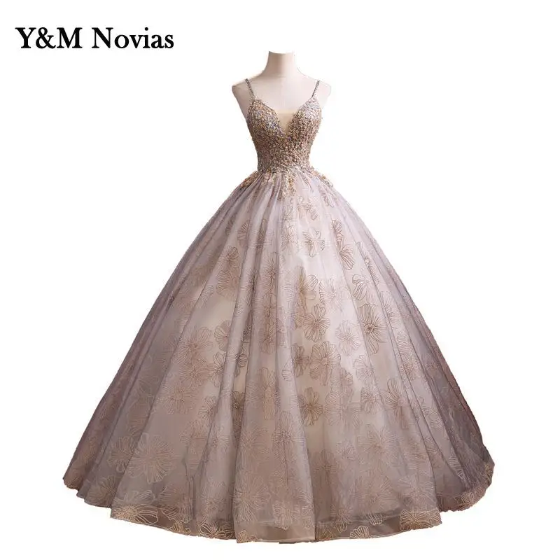 Vestido De quinceañera con cuentas De Organza, romántico, desmontable, mangas largas, elegante, dulce línea A, Vestido De novia De princesa