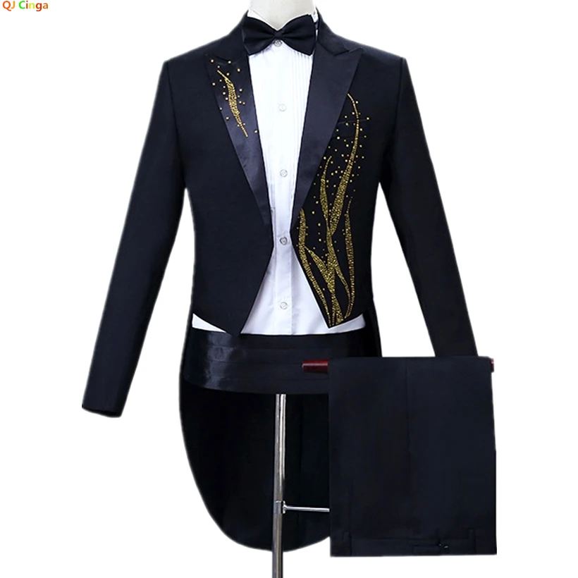 

Black Men's Magic / Performance Tuxedo Two-piece, White Fashionable Slim-fit Tuxedo, Suit Jacket with Pants, Asia Size S-4XL