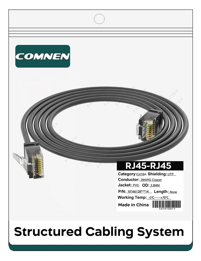COMNEN Cat6/Cat6a 24er-Pack schlankes Cat6a-Ethernet-Patchkabel, 10 G, unterstützt Cat 6-Patchkabel für Patchpanel zum flexiblen Schalten – Detail 10