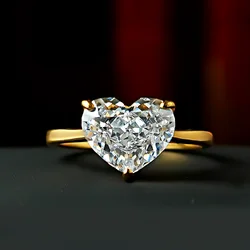 European and American Light Luxury Love 925 Silver Ring Set with High Carbon Diamond, Redion Ice Flower Cutting, Elegant Female
