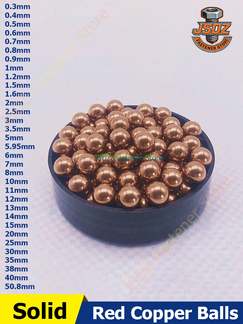 1-10000 pièces 0,25-40 mm Perles en cuivre rouge massif anti-corrosion Perles en cuivre pur violet 0,5/1/1,5/2/3/5,95/6/7/8/9/10/12/15/16/20