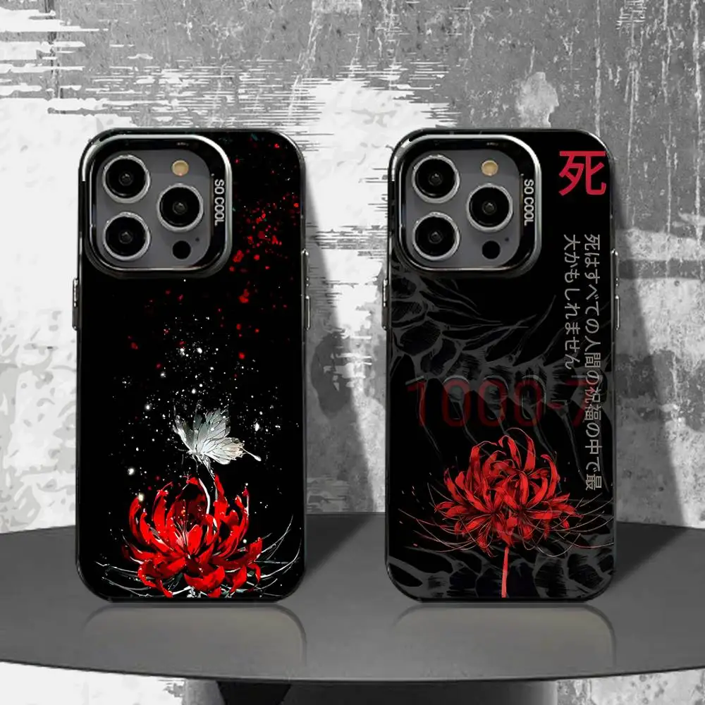 

Tokyo Ghoul Red Spider Lily Phone Case For iPhone 16,15,14,13,12,11,Pro,XS,Max,Plus,Mini,SE4,E Black Matte Shockproof Cover