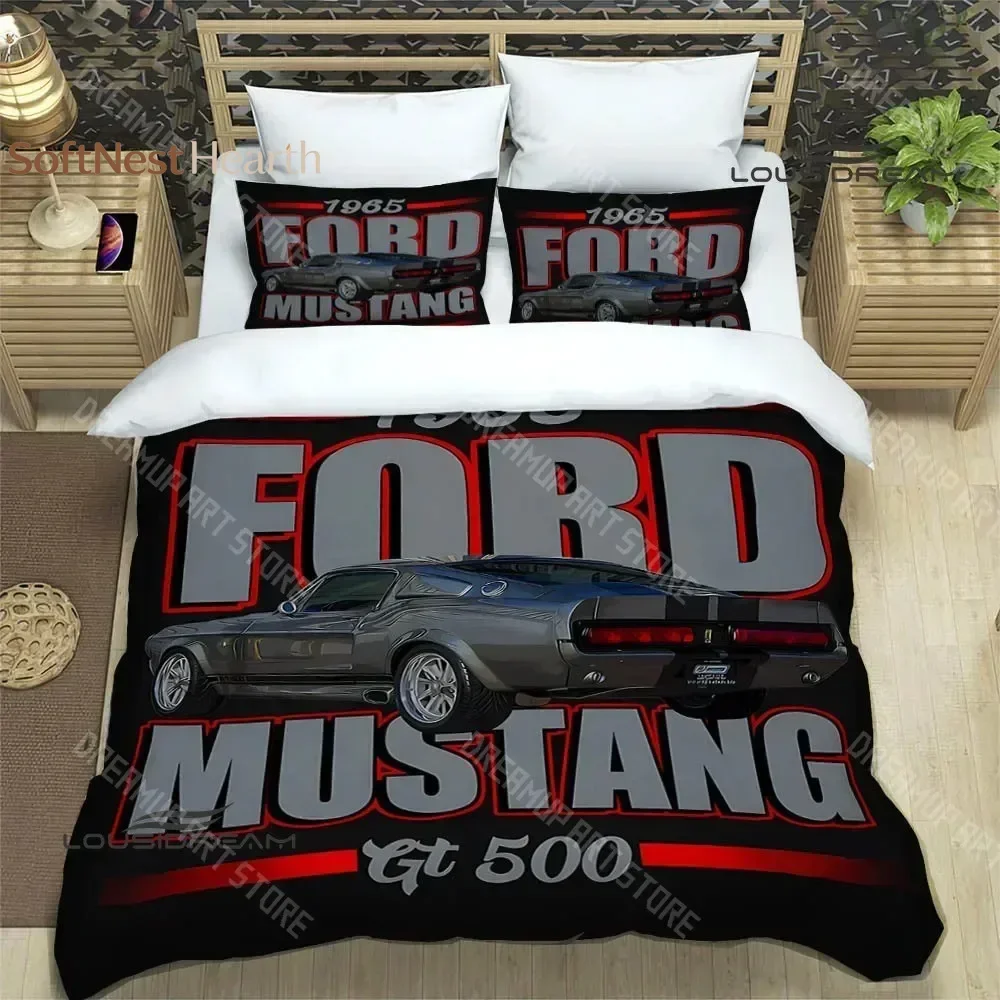 2026 3D Print Mustang Car Logo Printed Bedding Sets Exquisite Supplies Set Duvet Cover Bed Comforter Set Bedding Set Luxury Birt