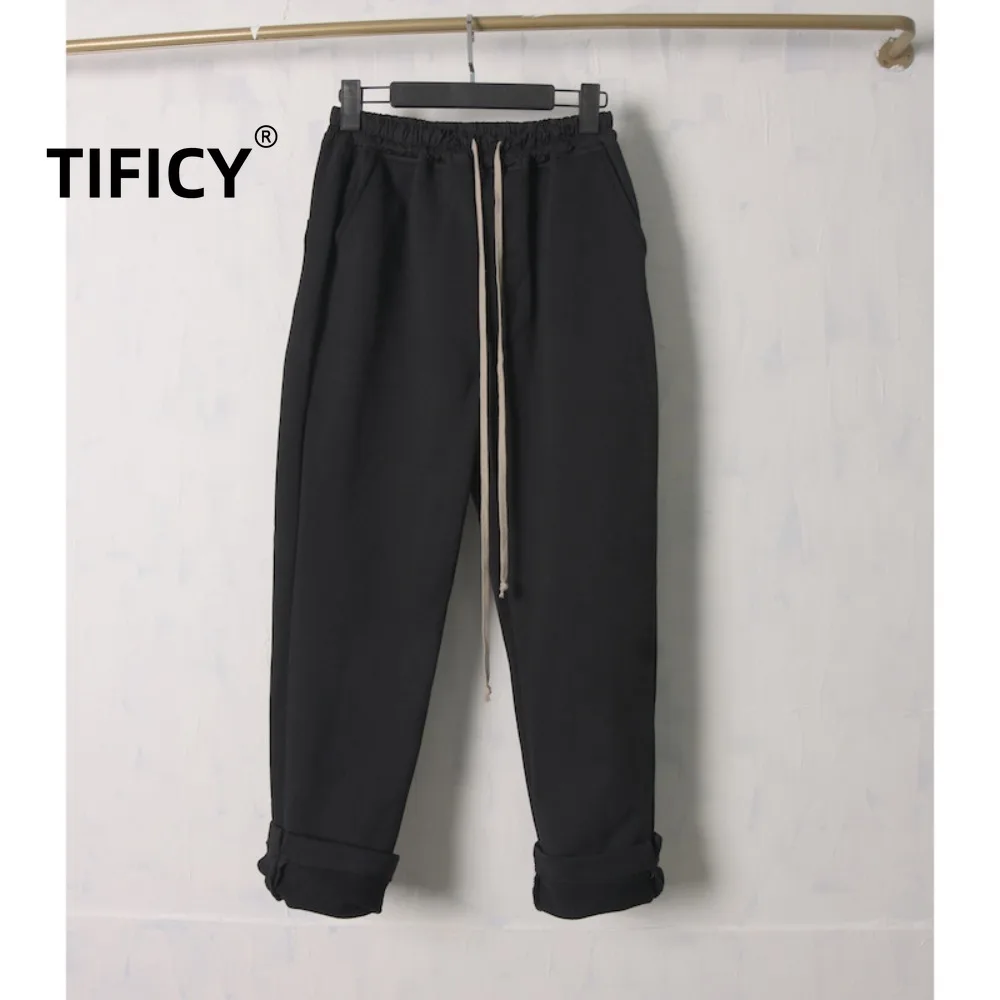 Dark Ro High Street  Men's Winter Thick 470g Pure Cotton Looped Straight Leg Casual Pants Sanitary Sports Pants