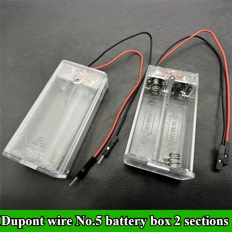

Dupont wire No.5 battery box 2 section dry battery power box with plug-in wiring 3V, 4.5V, 6V DIY electronic circuit accessories