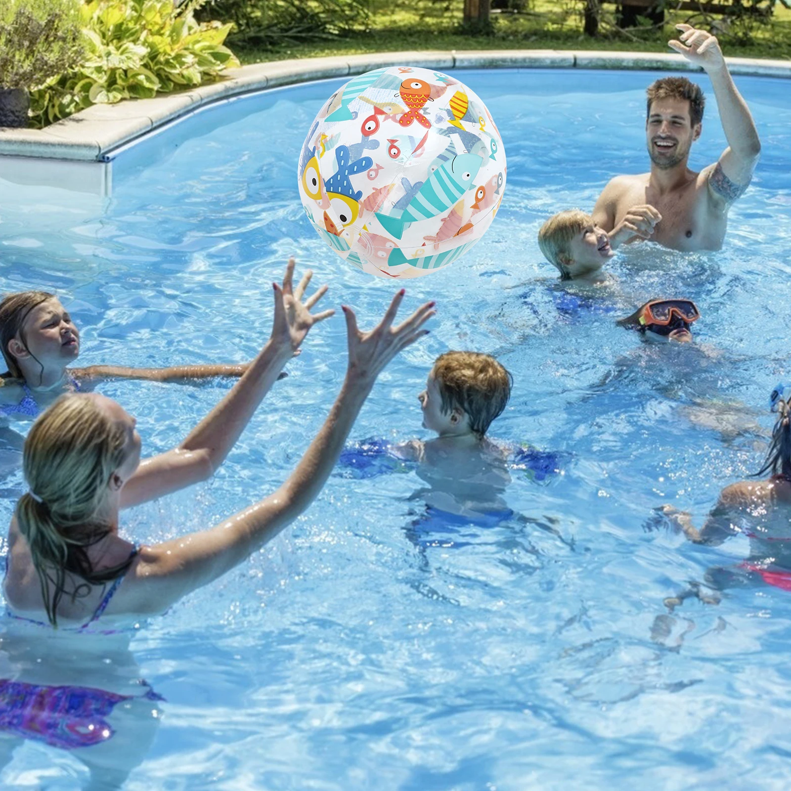 

3Pcs Clear Inflatable Beach Ball Sea Creature Pattern Colorful Design Summer Pool Party Outdoor Fun Games Lively Beach Ball