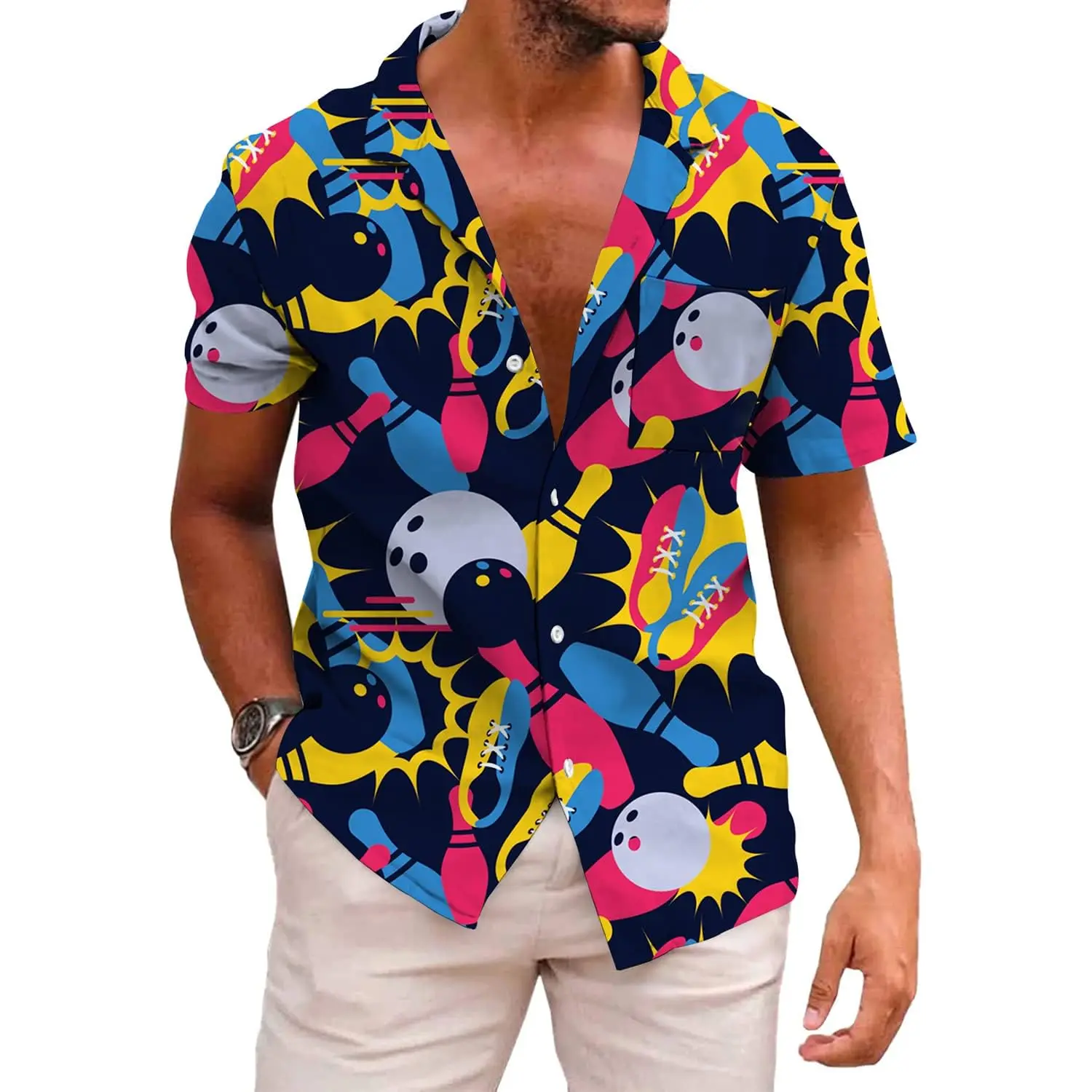 

KYKU Funky Hawaiian Shirt for Men Palm Beach Shirts Tropical Vacation Clothes