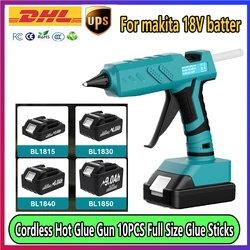 100W Cordless Hot Glue Gun Compatible with Makita 18V Battery High Temp Electric Power Glue Gun with 10PCS Glue Sticks
