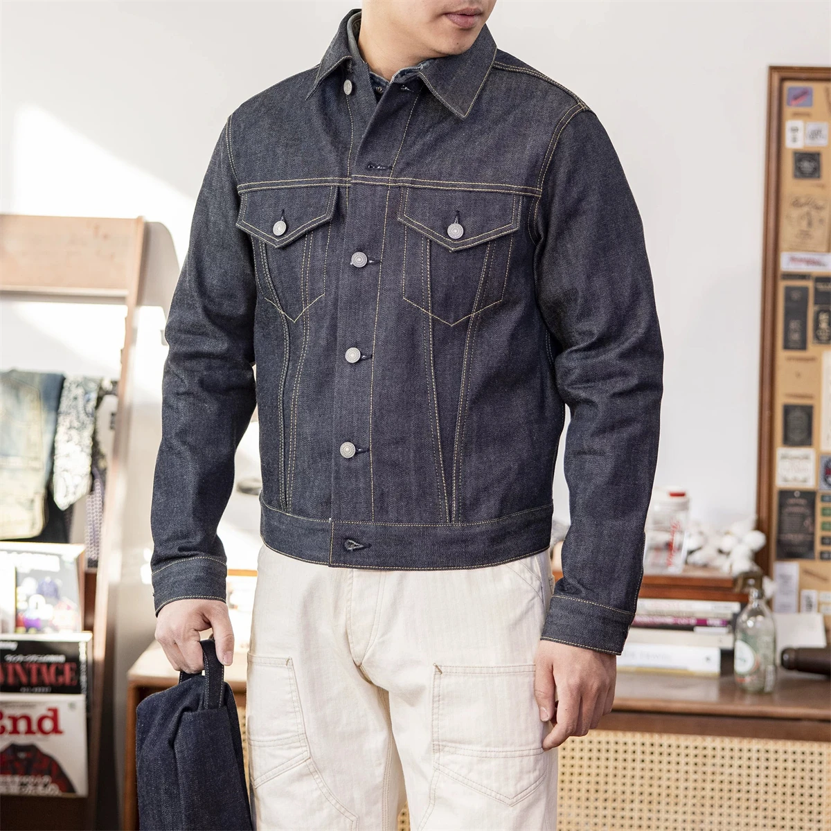 Red Tornado Type 3 Slim Denim Jacket for Men