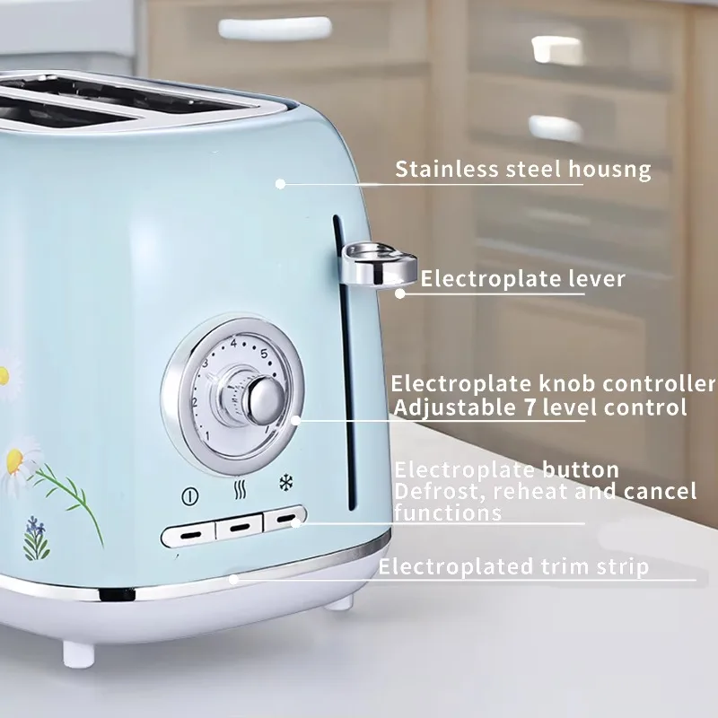 2 slices of bread toaster 2024 cream bread maker round retro toaster