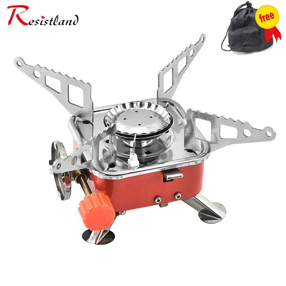 Quemador portátil para acampar, estufa de tanque de Gas plegable a prueba de viento para exteriores, para mochilero, Camping, senderismo, Picnic, quemador para acampar, parrilla para barbacoa