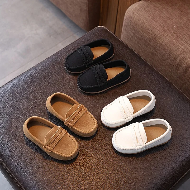 

Kids Moccasins Retro Classic Children Flats Soft Bottom 2025 New Fashion Boys Girls Casual Shoes Soild Color Versatile Non-slip