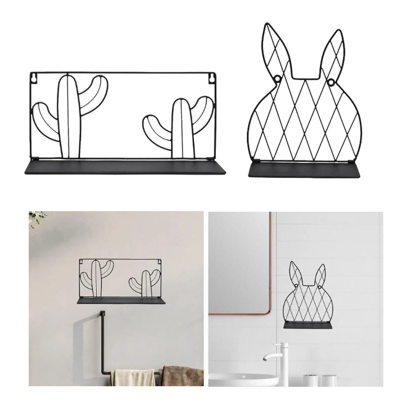 Wall Hanging Organizer Metal Wire Shelf Decorative Display Rack for Living Room Study Bathroom Space Saving Foldable Sturdy Iron
