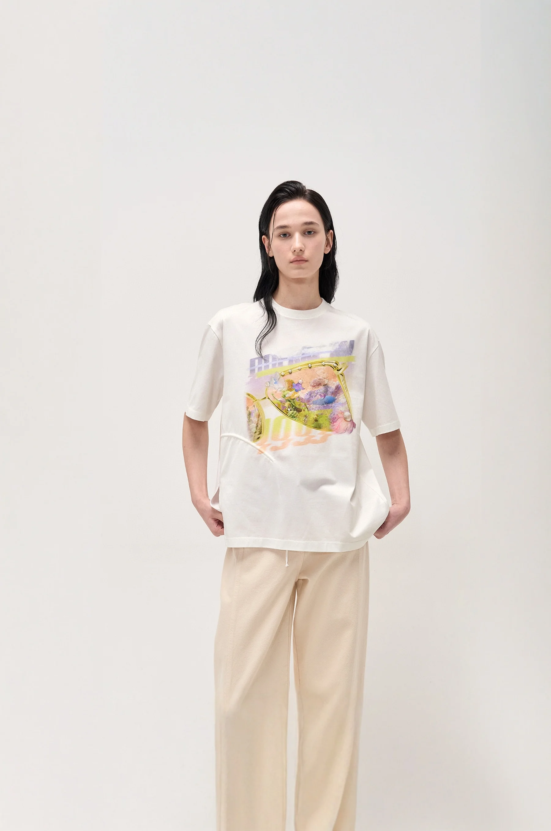 

TIM*25 Весенняя круглая универсальная футболка с блестками и блестками в Корейском стиле, хлопковая футболка с одним блестками и принтом