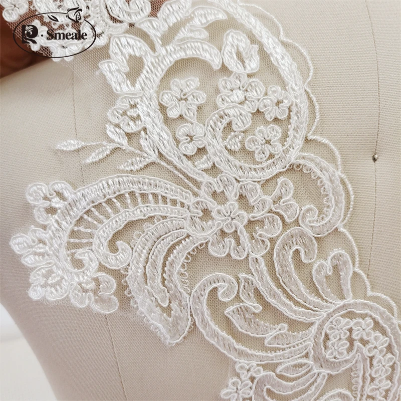 3 Yards/Lot Elfenbeinweiße Rayon-Blumenbordüren-Spitzenborte für Hochzeitsschleier, Vorhang, Kleidung, Tischdecke, DIY-Zubehör RS2506042 – Detail 6
