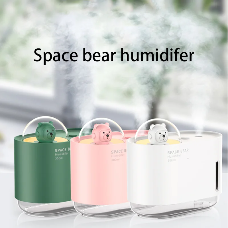 300ML USB Cartoon Space Bear umidificatore portatile incenso Maker Mini Desktop Air atomizzazione umidificatore spruzzatore silenzioso per uso