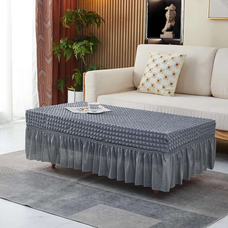 Skirt coffee table set elastic all-inclusive dining table cover living room tablecloth rectangular coffee table dust-proof