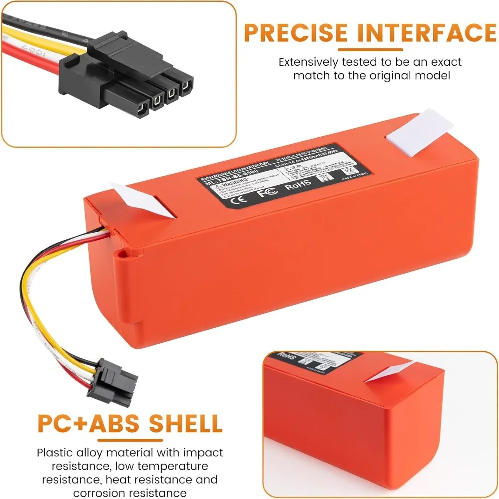 

6500mAh 14.4V Battery Compatible with Roborock S4 S5 S6 S7 Q5 Q7 Max and for Xiaomi Mi Robot Vacuum Cleaner Replacement