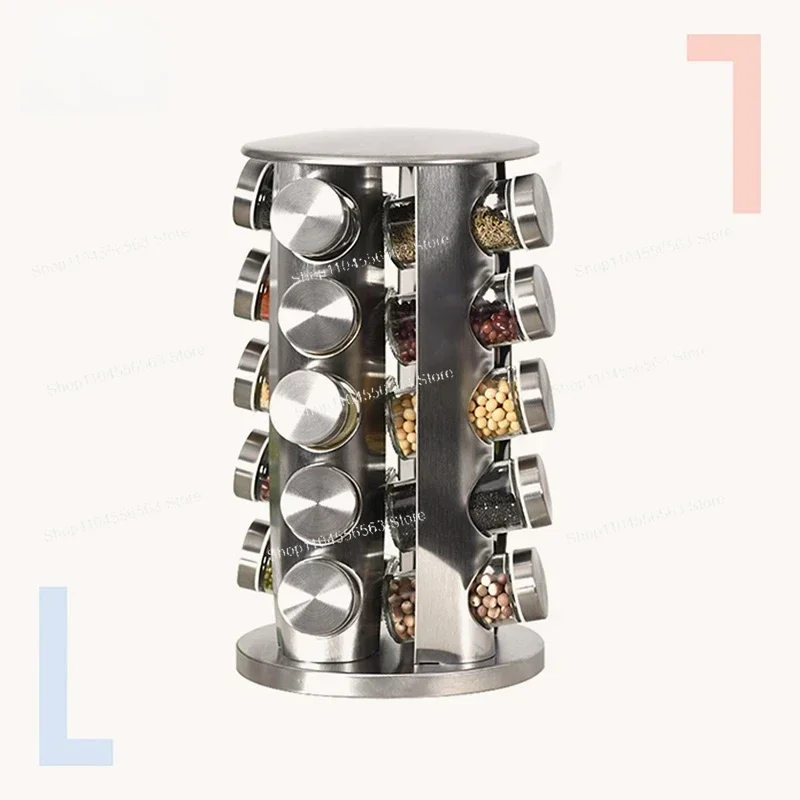 مجموعة أرفف برطمانات توابل المطبخ الدوارة من سوزان كسول منظم توابل من الفولاذ المقاوم للصدأ