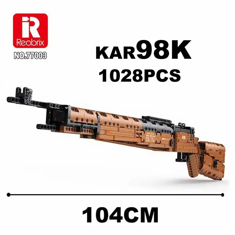 

WW2 Military Germany Kar98K Army Rifle Building Blocks M416 Soldier Weapon AK-47 Bricks Can Fire Bullet Gun Toy For Kids