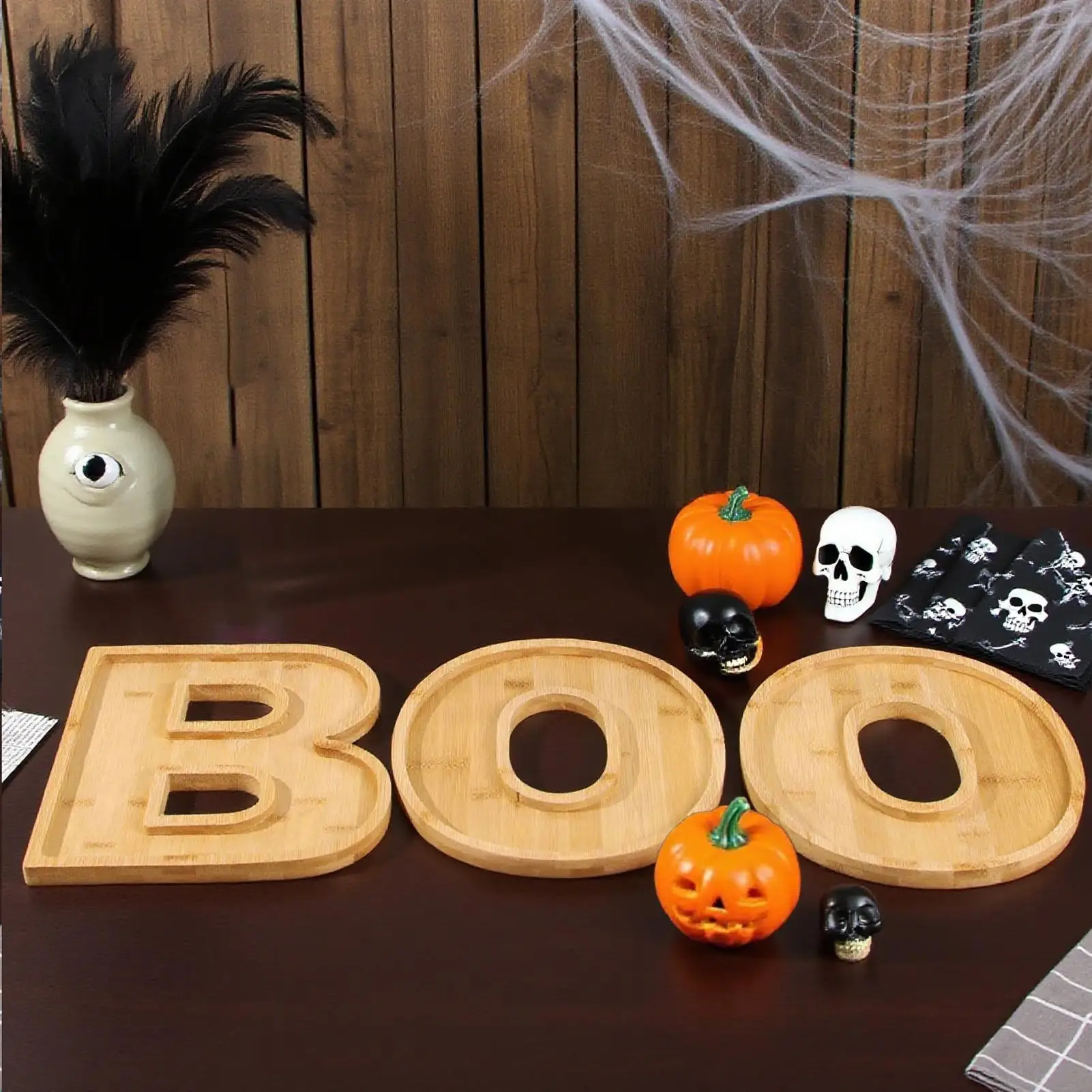 

Поднос на Хэллоуин, доски для мясных изделий, набор подносов для еды, деревянное блюдо, украшения на Хэллоуин для дома, кухни, фермерского дома, осенний стол