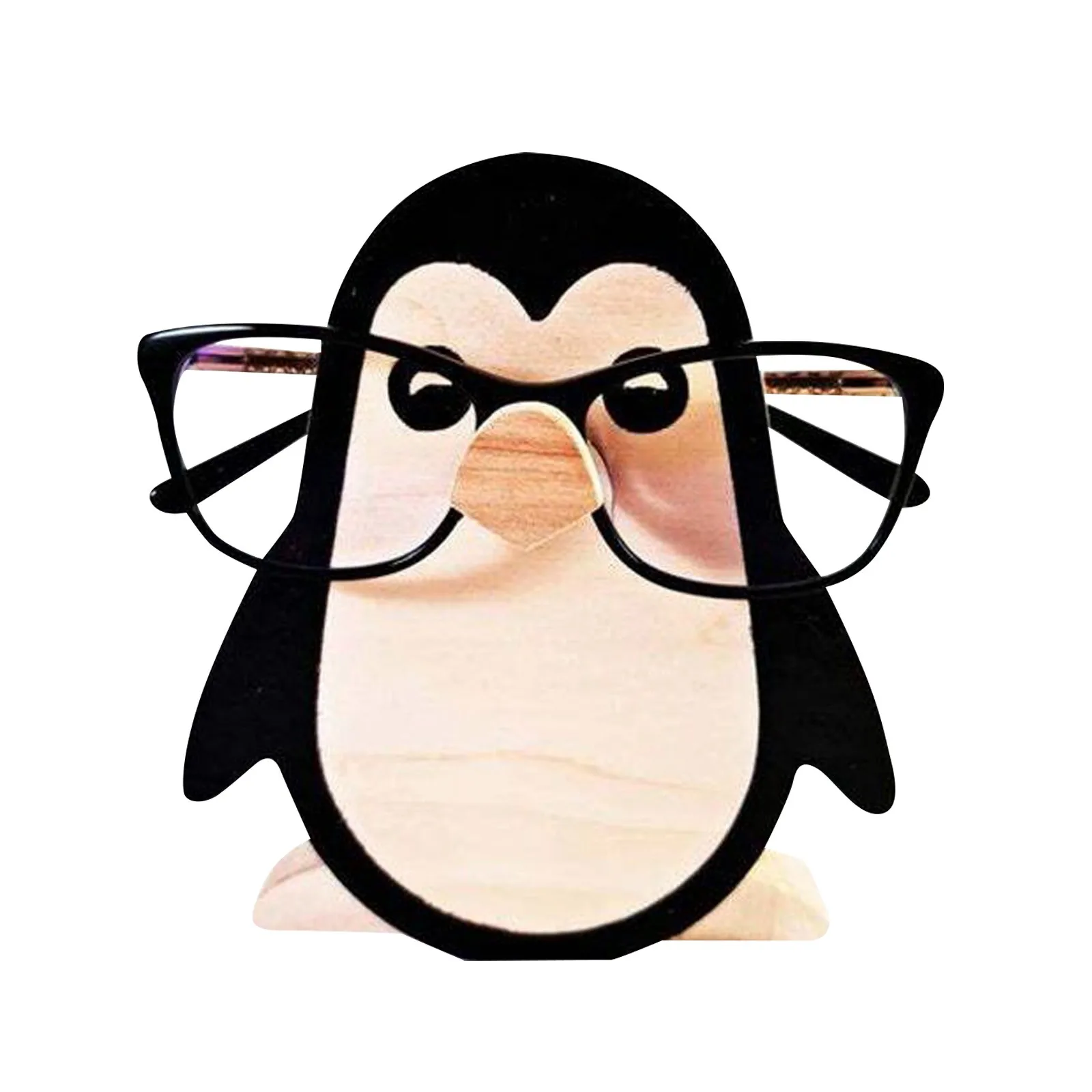 Penguin Wooden Glasses Penguin Glasses Frame Christmas Gift Cute Penguin Ornaments For Desktop Decoration Glasses Accessory