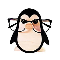 Penguin Wooden Glasses Penguin Glasses Frame Christmas Gift Cute Penguin Ornaments For Desktop Decoration Glasses Accessory