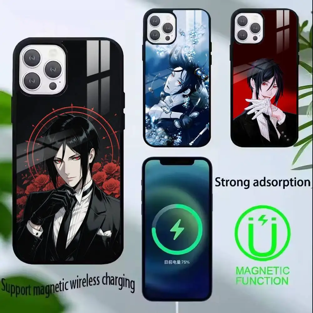 

Anime Black Butler Sebastian Phone Case For iPhone17,16,15,14,13,12,11 Plus,Pro Compatible with magnetic wireless charging