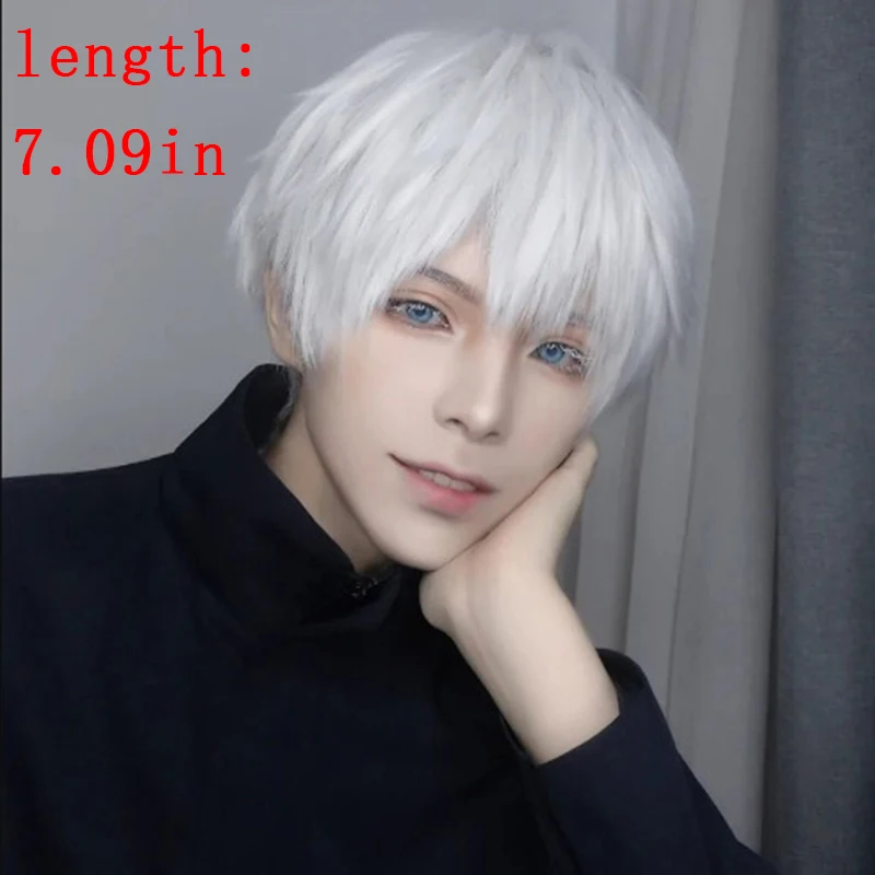 Homem bonito curto cabelo reto bola roupas vestir-se anime cos peruca homem diário moda acessórios de roupas estudante cabeça