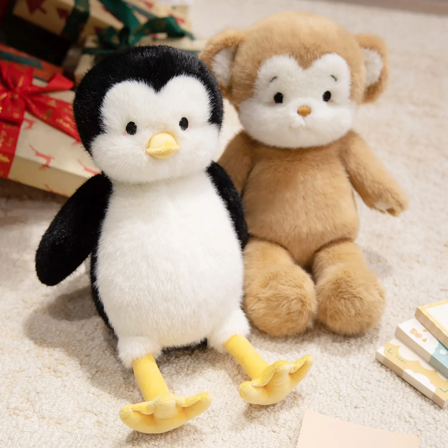 38 cm süße pelzige umarmbare Affe Husky Puppe weiche gefüllte Kawaii Pinguin Bär Schwein Puppe Kissen Home Decor Geburtstag Weihnachten Geschenk