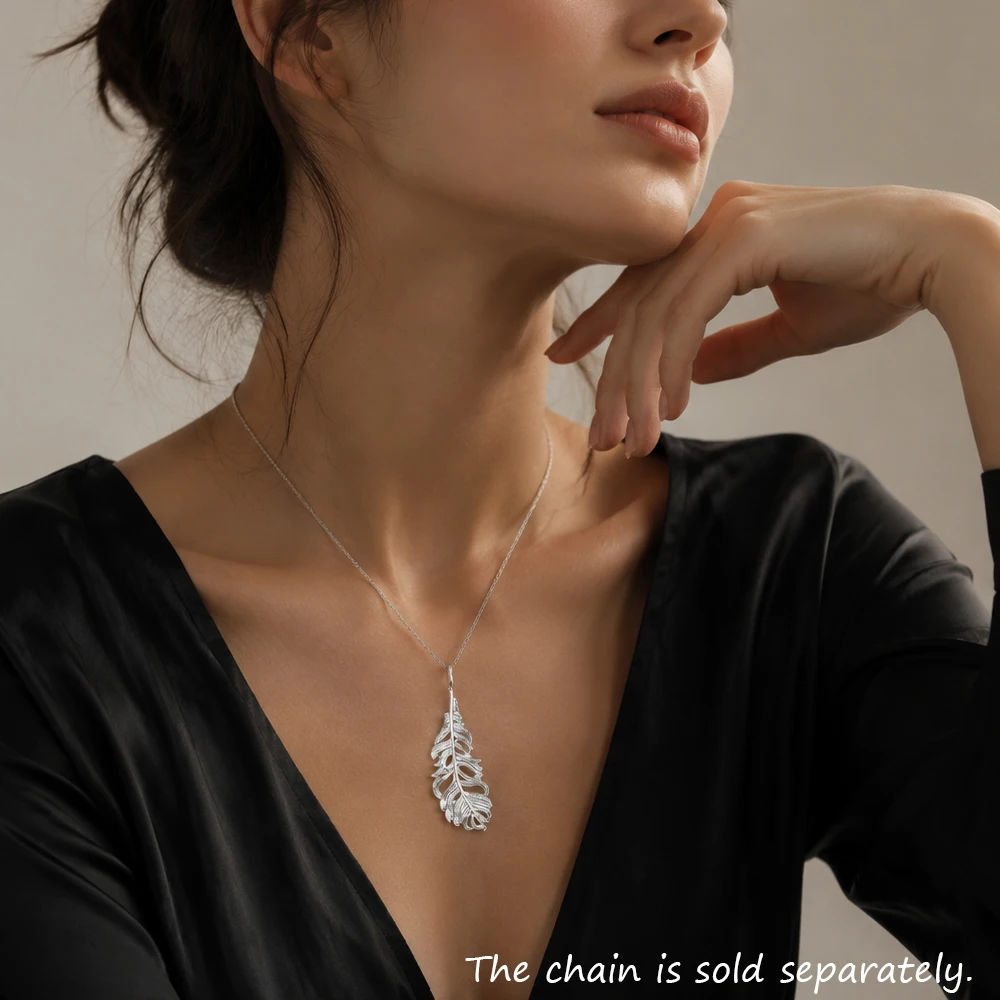 Anhänger Weiß Federn Marke Neue Mode Schmuck Europa Stil Trendy 925 Sterling Silber Geschenk Für Frauen Männer – Detail 1