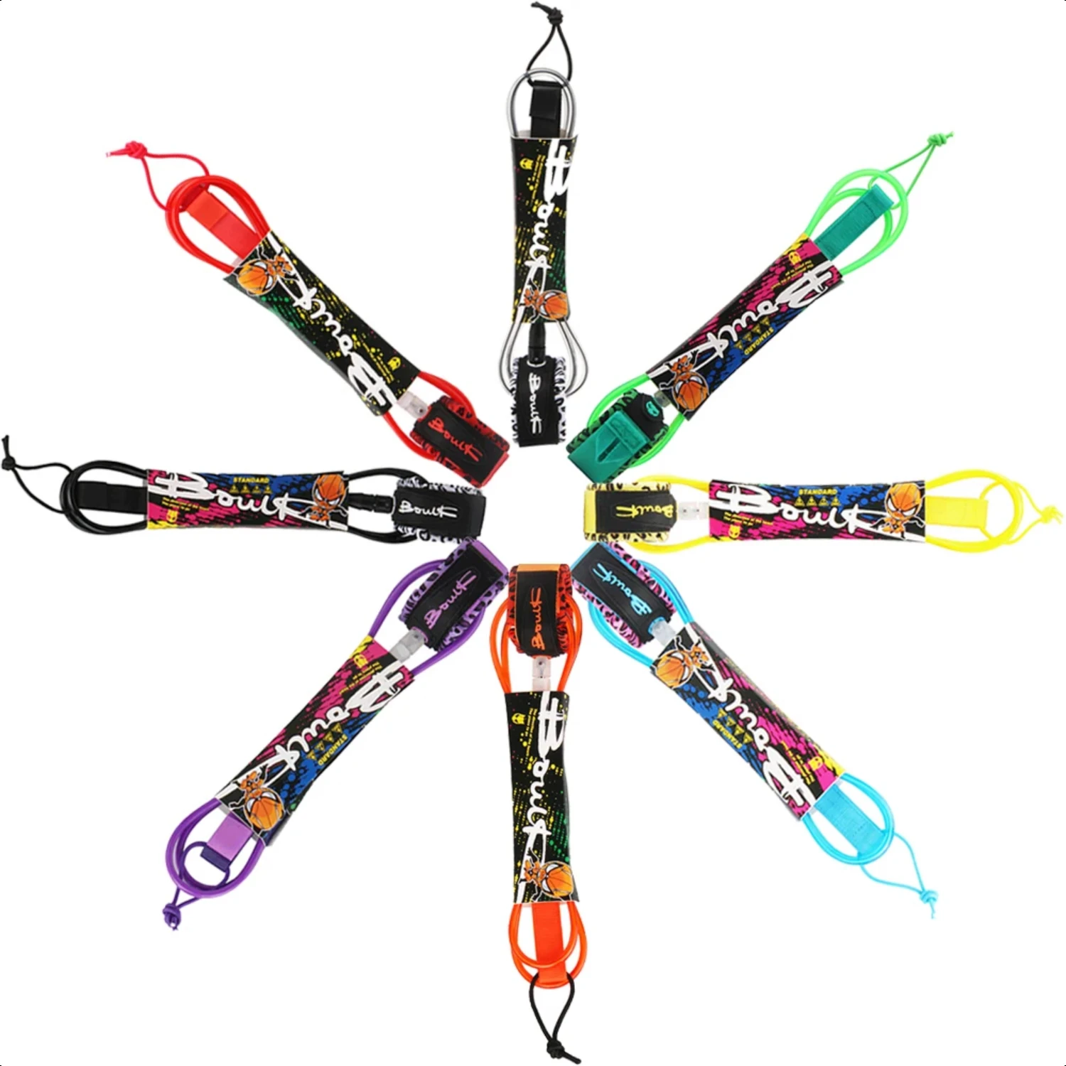 12/10/8/6 Surf Leash Surfboard Leash Premium  Surf Leg Rope Longboard Foot Rope With Ankle Cuff Surfing Accessories