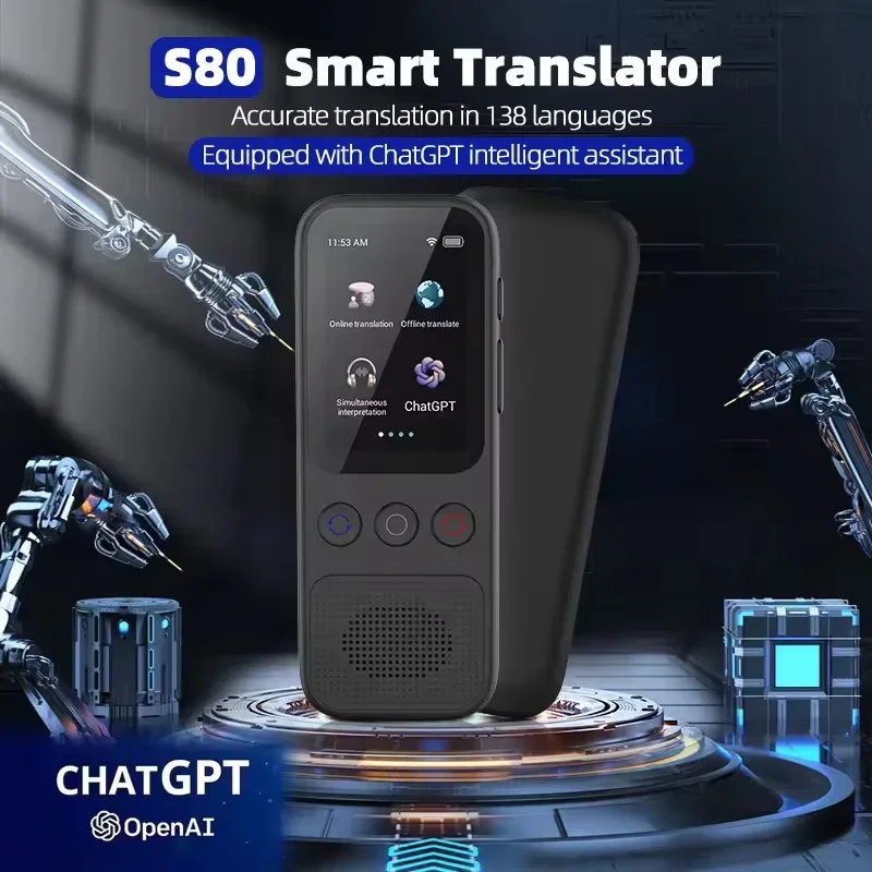 

S80 138 Language Portable Audio Translator Smart Translate Offline In Real Time Smart Voice AI Voice Photo Translation