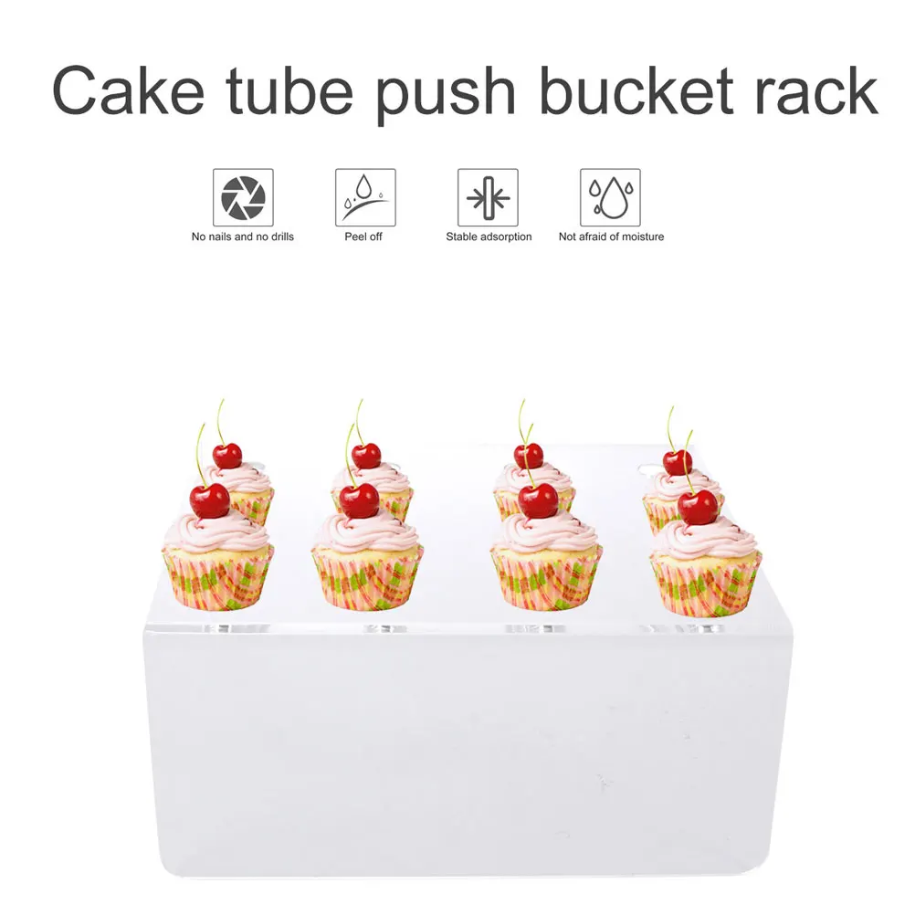

12 Holes Transparent Plastic Cake Tube Bracket Push Tube Rack Display St for Dessert Snacks Fruits Ice Cream Storage