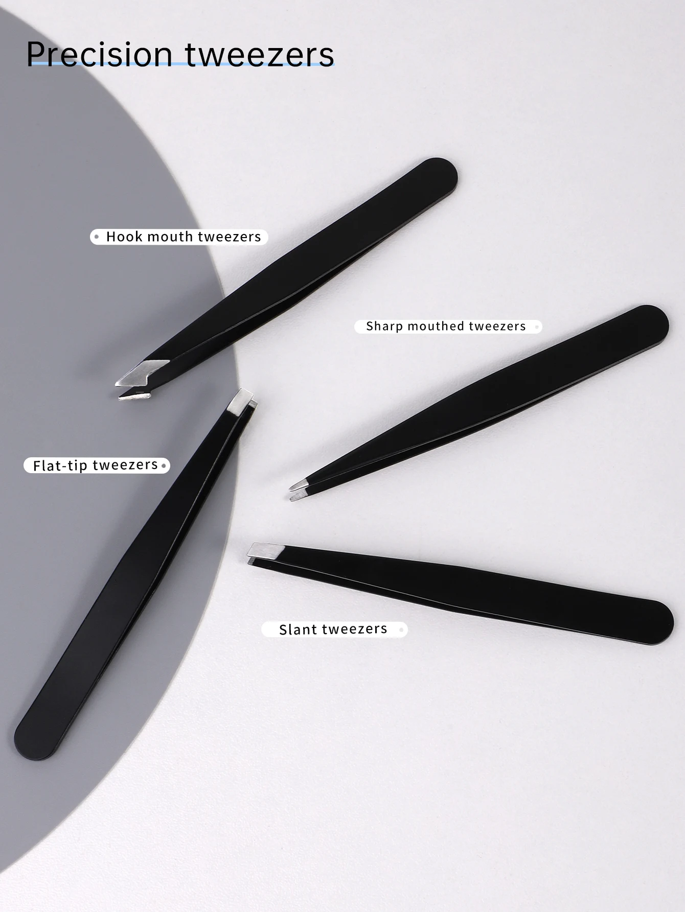 2/3/4個の眉毛クリップセット、眉毛とひげの除去に使用され、平らな口、斜めの口、尖った口、フックがあります。