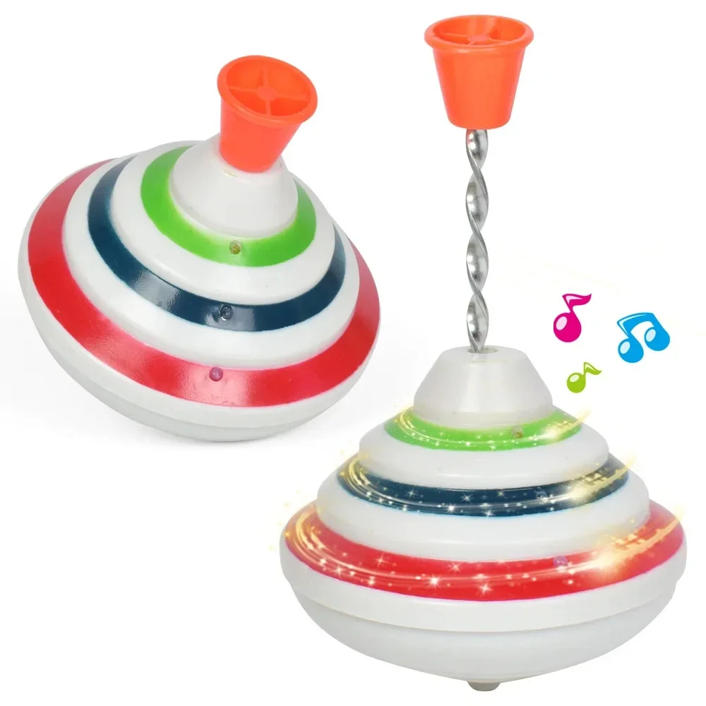 Juguete mágico con luz de flash LED y música, juguete giroscópico clásico, divertido juguete giratorio iluminado para niños, regalo de cumpleaños Ideal