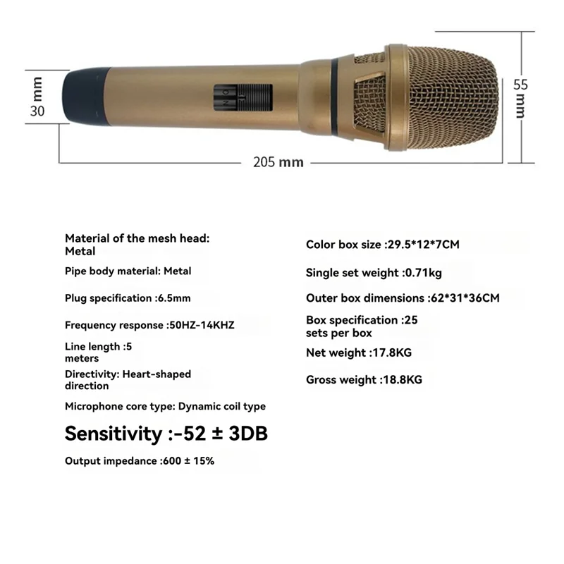 ELECT-Professional Dynamic Studio Microphone Wired Handheld Anti-Howling Stereo Design Mic