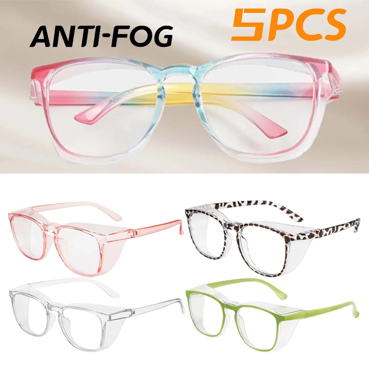 

5PCS Anti-Fog Safety Glasses Blue Light Blocking Anti-Pollen UV400 Eye Protection Goggles for Men And Women