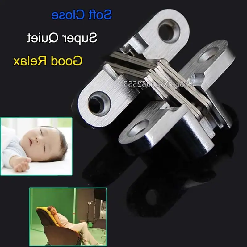

10PCS Zinc Alloy+Stainless Steel Cross Hinges Invisible Hidden Folding Door Hinges Wood Cases Boxes Hinge Caravan Worktop Hinges